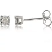 Arista 1/10 ct Round Diamond White Miracle Plate Women's Stud Earrings in Sterling Silver (I-J, I2-I3)
