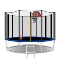 15' Round Trampoline for Kids, New Upgraded Outdoor Trampoline with Safety Enclosure Net, Basketball Hoop and Ladder, Heavy-Duty Trampoline for Indoor or Outdoor Backyard, Capacity 330lbs, L3725