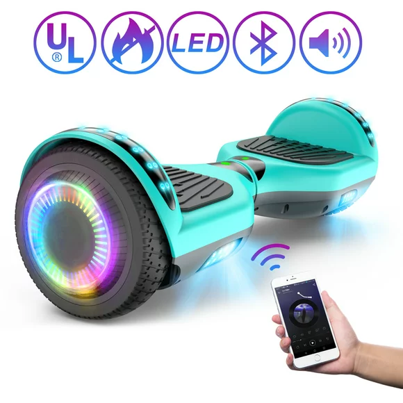 CBD Hoverboard 6.5" Self Balancing Hoverboard with LED Lights  Bluetooth Electirc Scooter for Adult Kids Gift Green