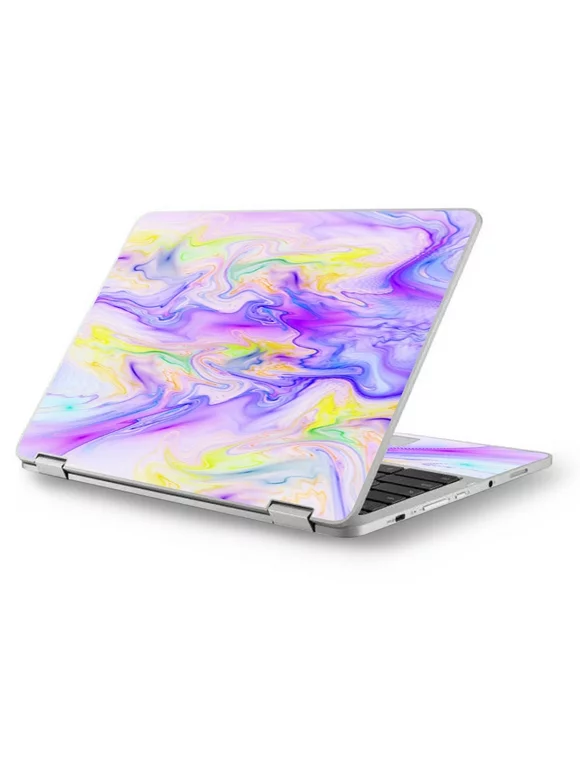 Skin Decal for Asus Chromebook 12.5" Flip C302CA Laptop Vinyl Wrap / Pastel Marble resin pink purple swirls mix