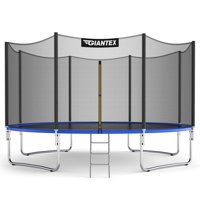 Topbuy 12FT/14FT/15FT/16FT Trampoline Combo Bounce Jump Safety Enclosure Net W/Spring Pad & Ladder
