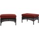 image 0 of Hanover San Marino Ottoman Set with 2 Woven Ottomans with Cushions in Red
