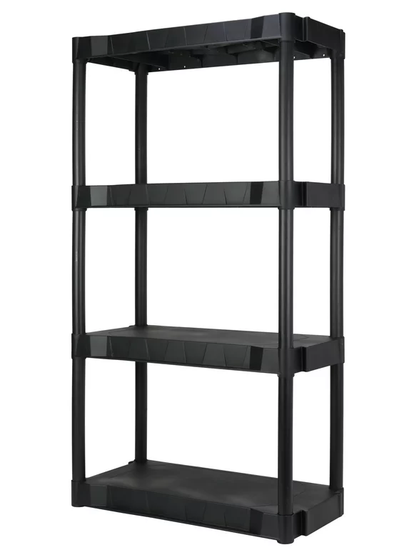Hyper Tough 13.88"D x 30"W x 56.2"H 4 Shelf Plastic Garage Shelves, Black