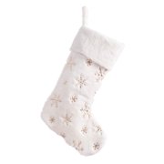 Topwoner Snowflakes Embroidered White Plush Christmas Stockings Candy Socks Gifts Bag With Hanging Loops Xmas Tree Fireplace Seasonal Decorations