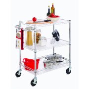 HSS 18"Dx34.5"Wx35.8"H, 3-Tier Wire Utility Cart with Shelf Liner, Chrome