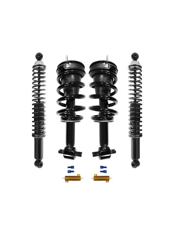 Front and Rear Air Spring to Coil Spring Conversion Kit - Compatible with 2007 - 2014 GMC Yukon XL 1500 2008 2009 2010 2011 2012 2013