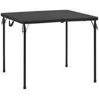 Mainstays 34" Resin Plastic Top Fold-in-Half Table, Rich Black
