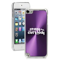For Apple iPod Touch 5th / 6th Generation Hard Back Case Cover Crazy Cat Lady (Purple)