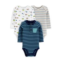 Child of Mine by Carter's Baby Boy Long Sleeve Bodysuits, 3-Pack