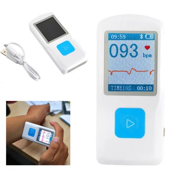 Portable EKG Heart Rate Monitor Bluetooth Wireless Handheld Home ECG Cardio View Irregular Cardiac Arrhythmia Vitals Mobile App