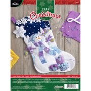 Bucilla 86703 Felt Applique Christmas Stocking Kit, Frosty Night, 18"