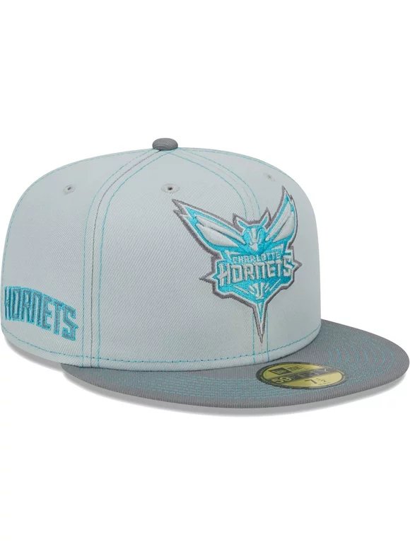 Men's New Era Gray Charlotte Hornets Color Pop 59FIFTY Fitted Hat