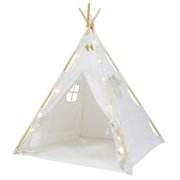 Kids Teepee Indian Tent for Kids with Ferry Lights + Feathers + Waterproof Base Children Playhouse Sleeping Dome w/ Carry Case