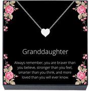 Granddaughter Jewelry Heart Necklace Gift from Grandma, Grandpa, Grandparents,"Braver, Smarter, Stronger, Loved" Jewelry for Girls, Teens, Women, Christmas, Stocking Stuffer (silver tone)