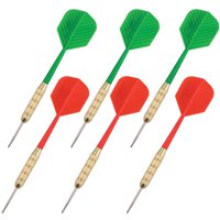 NARWHAL Recreational Steel Tip Darts, Set of 6; 3 Green and 3 Red, 18g