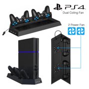Cooling Vertical Stand With 2 Controller Charging Dock For PlayStation PS4, Black