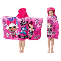 L.O.L Surprise! Kids Bath and Beach Hooded Towel Wrap, 100% Cotton, Pink