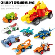 EIMELI Building Block Vehicles Lego Compatible Bricks | 590 Pieces | 8 Pcs Race Cars, SUVs, Military Trucks and Tanks | Pull Back Propulsion | Build and Play Race | Party Favors,Kids Just Love Them