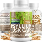 Premium Psyllium Husk Capsules [All Natural & Potent] Powerful Soluble Fiber Supplement Helps Support Regularity & Digestion, Reduces Constipation and Supports Weight Management, 240 Caps