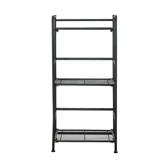 FlipShelf-Folding Metal Shelf-No Assembly-Bookcase-Style (3 shelves, narrow)
