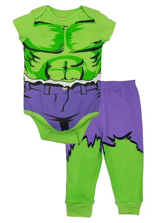 Marvel Avengers Hulk Newborn Baby Boys Cosplay Bodysuit and Pants Set 0-3 Months