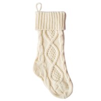 14.57'' Christmas Stockings, Personalized Cozy Cable Knit Hanging Stocking Christmas Gift Bag for Indoor Christmas Decor in White