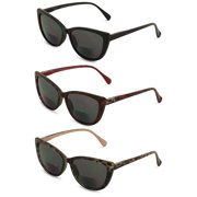 3 Pairs of Women's Bifocal Reading Sunglasses Reader Glasses Cateye Vintage Leopard Outdoor