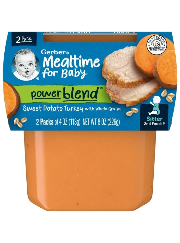 Gerber 2nd Foods Baby Foods, Sweet Potato & Turkey with Whole Grains Dinner, 4 oz Tub (2 Pack)