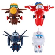 4Pcs Mini Super Wings Robot Airplane Transformer Animation Character Kids Toy