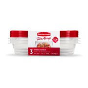 Rubbermaid TakeAlongs Redesigned Rectangle Food Storage Container (Set of 3), 4 Cups