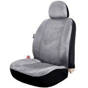 Leader Accessories Velour Super Soft 1pcs Grey Car Front Seat Cover with Headrest Cover Airbag Compatible