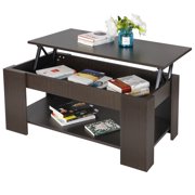 SEGAWE Lift-top Coffee Table w/ Hidden Compartment Storage Shelf Living Room Furniture - Brown