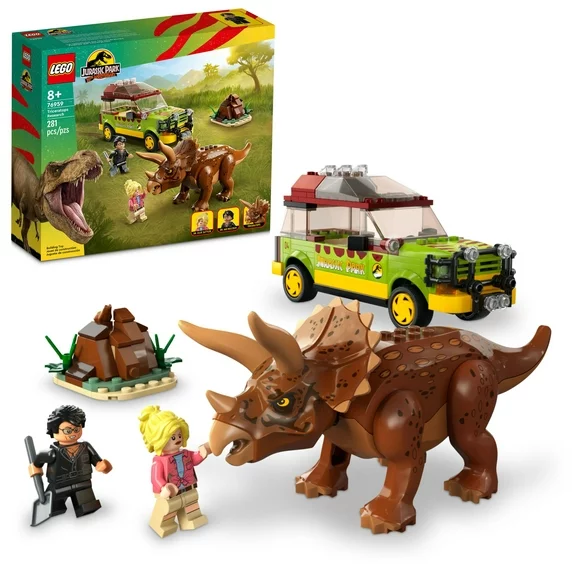 LEGO Jurassic Park Triceratops Research 76959 Jurassic World Toy Building Set, Fun Birthday Gift for Kids Aged 8 and Up, Featuring a Buildable Ford Explorer Car Toy, Dinosaur Figure and 2 Minifigures