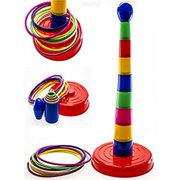 WolVol 18 inch Colorful Plastic Ring Toss Quoits Garden Game Pool Toy Outdoor Fun Set For kids and Adults
