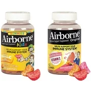 Airborne Assorted Fruit Flavored Gummies Family Pack (Adult + Kids), 84 Count (2 x 42 Count) - 1000mg of Vitamin C and Minerals & Herbs Immune Support