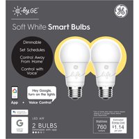 GE C by GE Smart A19 LED Light Bulb, 9.5-Watts (60W Equivalent), Soft White, 2-Pack (Packaging May Vary)