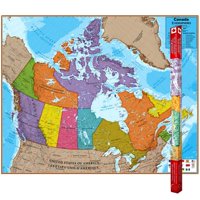 Round World Hemispheres Laminated Map, Canada, 47'' x 38''