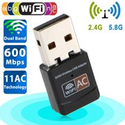 TSV 600Mbps Dual Band 2.4GHz 5GHz WiFi Adapter USB Wireless 802.11ac/a/b/g/n Network Dongle Work with Windows XP/7/8/10 Mac OS X
