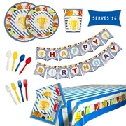 Sports Birthday Party Pack -  Party Tykes Tableware Decorations Kit for 16 Guests