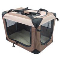 Iconic Pet Soft Dog Crate, Coffee/Khaki, Small, 19"L x 14"W x 14"H