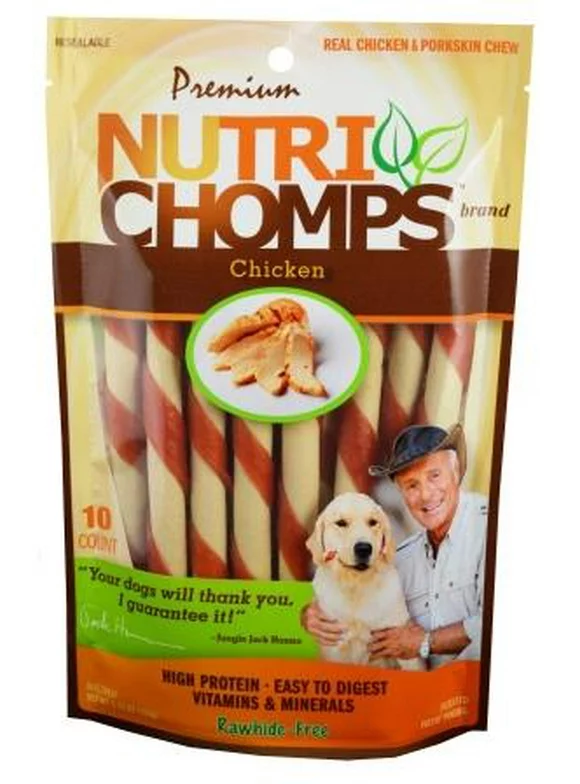 NutriChomps Dog Chews  5-inch Twists, Easy to Digest, Rawhide-Free Dog Treats, Healthy, 10 Count, Real Chicken Flavor