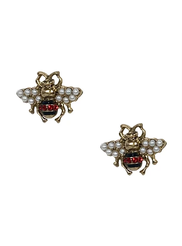 Be Embellished Queen Bee Stud Earrings, Gold