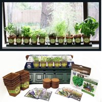 Windowsill Herb Garden Kit, Complete Herb Garden Kit, 10 Variety, Non GMO, Heirloom Herb Seeds Collection, by Sustainable Seed, Perfect Gift Idea! For Indoor or Outdoor Gardening