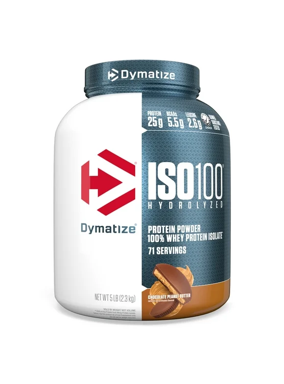 Dymatize ISO100 Hydrolyzed Whey Isolate Protein Powder, Chocolate Peanut Butter, 25g Protein, 5 lb