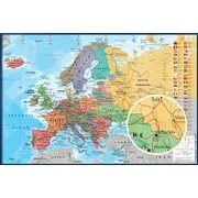 POLITICAL MAP OF EUROPE - FRAMED POSTER (ENGLISH VERSION) (SIZE: 36 x 24") (Metallic Blue Plastic Frame)