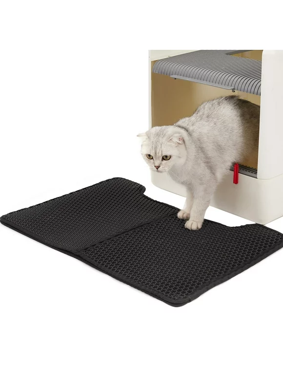 Foldable Cat Litter Mat Double Layer Rug Prevents Litter Tracking Floor Mat for Litter Box Easy to Perfect for Cat Lovers