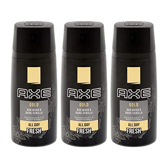Axe, Body spray, gold oud wood & dark vanilla - 150ml/5.07oz (3 Pack)