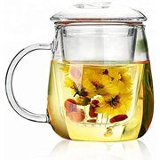Hand Blow Glass Tea Mug With Infuser Filter Tea Cup 500 ml Heat Resistant,  Great Gift Idea