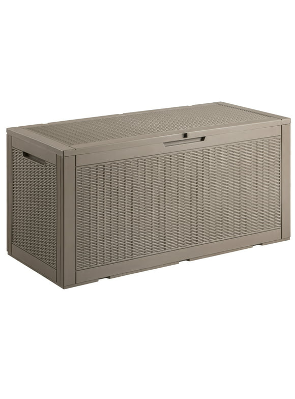 Devoko 100 Gallon Outdoor Box Deck Plastic Resin Storage Box, Brown