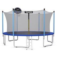 Topbuy 15 FT Trampoline Combo Bounce Jump Safety Enclosure Net W/Basketball Hoop Ladder